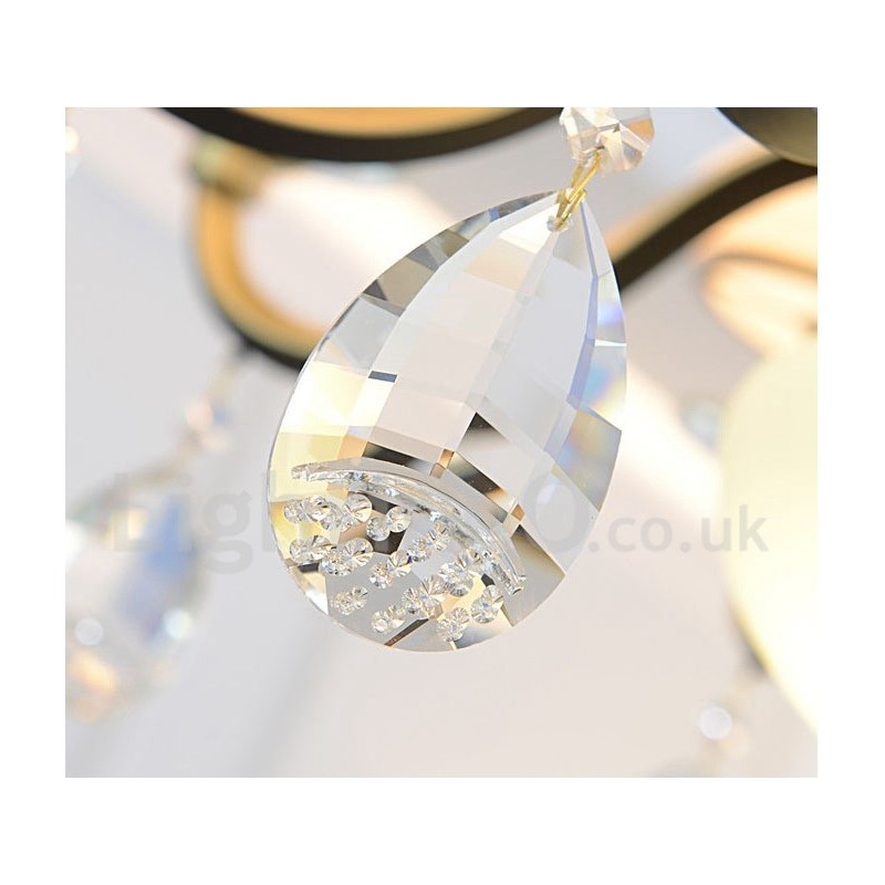 Retro Rustikaler Luxus Kristall Pendelleuchte Kronleuchter mit Glasschirm