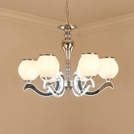 6-flammige, moderne, luxuriöse Pendelleuchte mit Glasschirm 6-flammige, moderne, luxuriöse Pendelleuchte mit Glasschirm