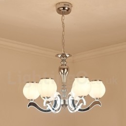 6-flammige, moderne, luxuriöse Pendelleuchte mit Glasschirm