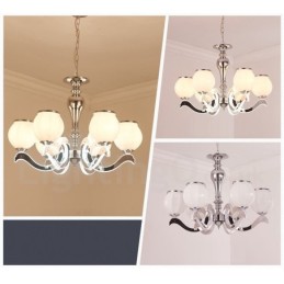 6-flammige, moderne, luxuriöse Pendelleuchte mit Glasschirm