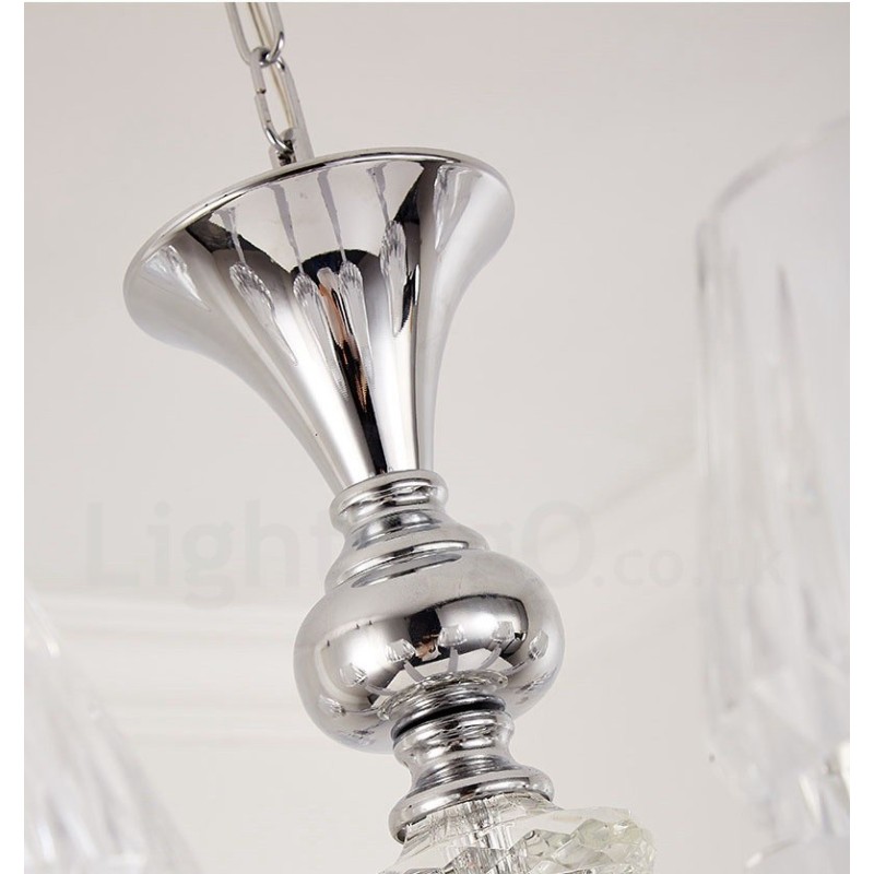 Retro Rustikaler Luxus Kristall Pendelleuchte Kronleuchter mit Glasschirm