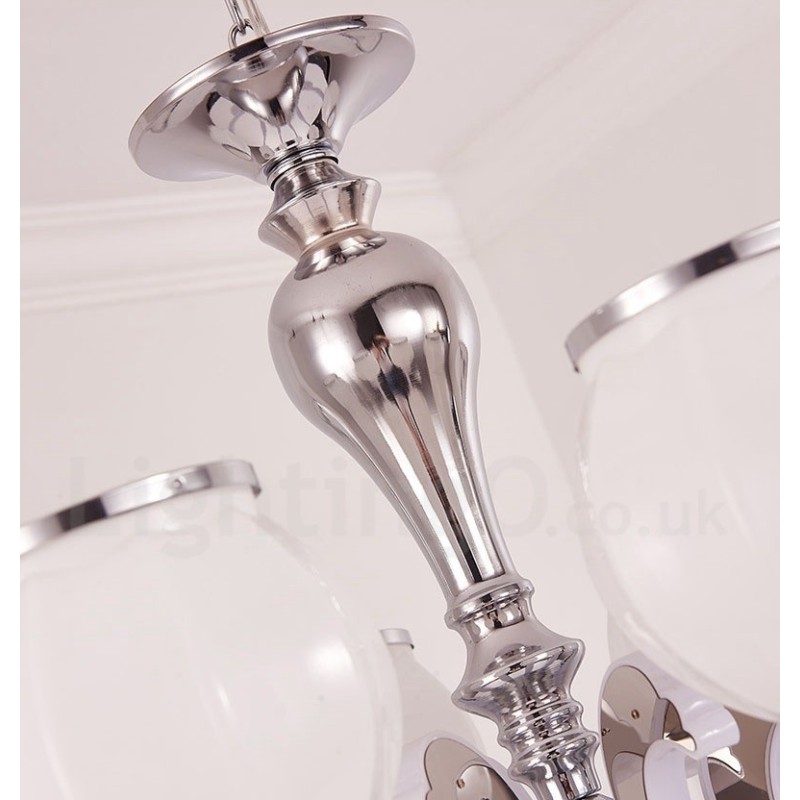 8-flammige, moderne, luxuriöse Pendelleuchte mit Glasschirm