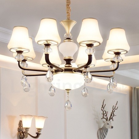 Moderne zeitgenössische Retro Luxus Kristall Pendelleuchte Kronleuchter mit Glasschirm Moderne zeitgenössische Retro Luxus Kristall Pendelleuchte Kronleuchter mit Glasschirm