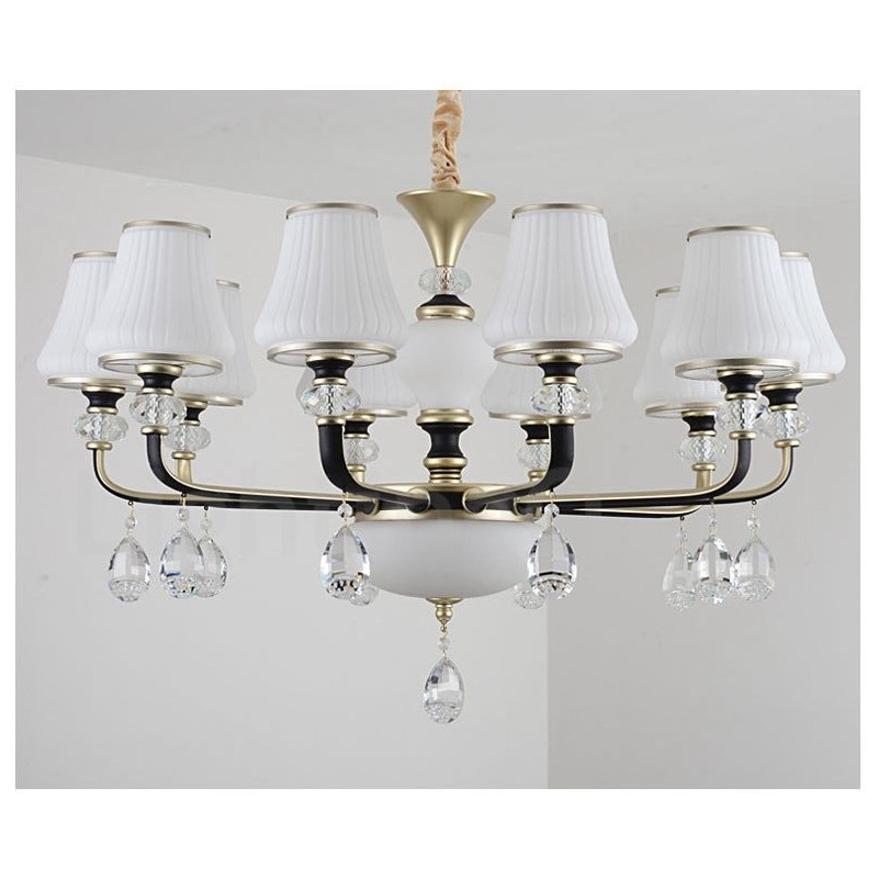 Moderne zeitgenössische Retro Luxus Kristall Pendelleuchte Kronleuchter mit Glasschirm