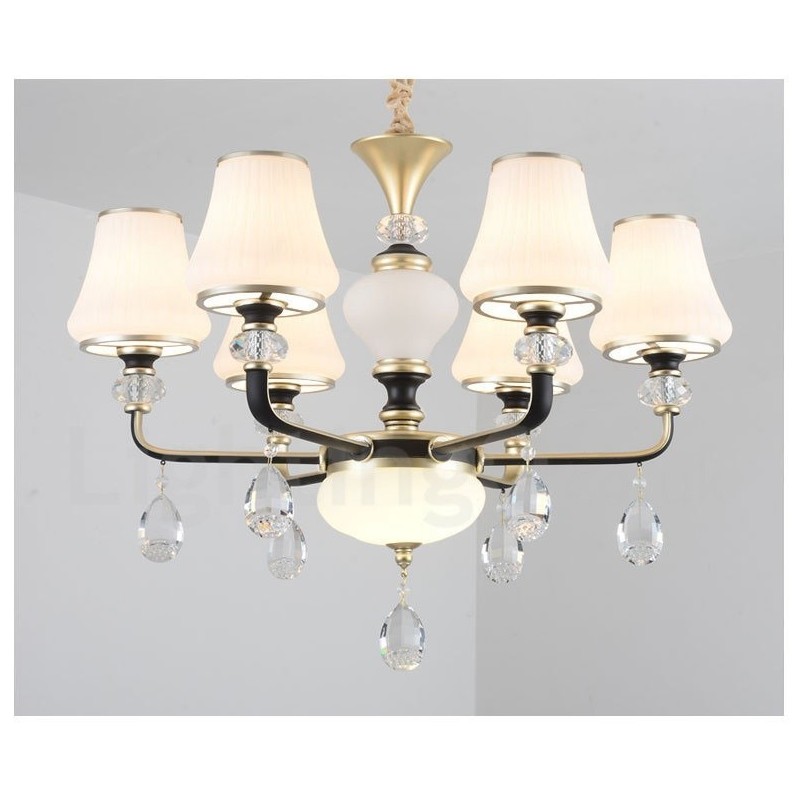 Moderne zeitgenössische Retro Luxus Kristall Pendelleuchte Kronleuchter mit Glasschirm