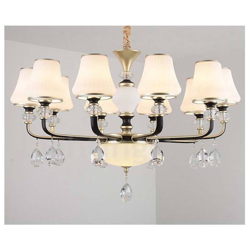 Moderne zeitgenössische Retro Luxus Kristall Pendelleuchte Kronleuchter mit Glasschirm