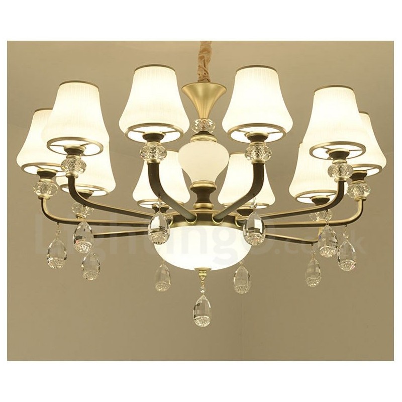 Moderne zeitgenössische Retro Luxus Kristall Pendelleuchte Kronleuchter mit Glasschirm