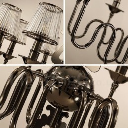 Moderner zeitgenössischer Kronleuchter aus Stahl mit 8 Lichtern und Acrylschirm