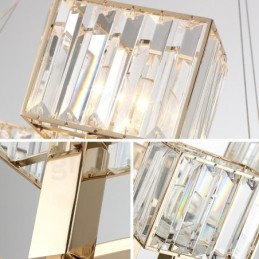 Moderne zeitgenössische 8-flammige Pendelleuchte aus Stahl mit Kristallschirm