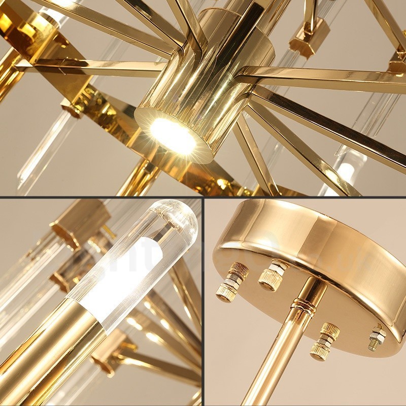 Moderner zeitgenössischer Kronleuchter aus Aluminiumlegierung mit 18 Lichtern und Kristallschirm