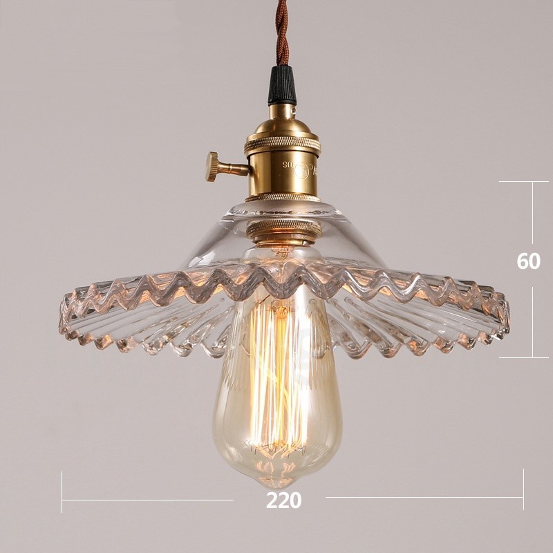 Rustikale Lodge Retro-Pendelleuchte aus Stahl mit 1 Licht und Glasschirm