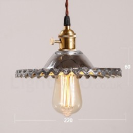 Rustikale Lodge Retro-Pendelleuchte aus Stahl mit 1 Licht und Glasschirm
