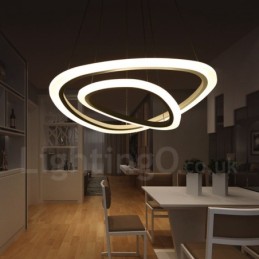 Dimmbar mit Fernbedienung, moderne zeitgenössische Pendelleuchte mit 2 Ringen, Aluminiumlegierung, mit Acrylschirm