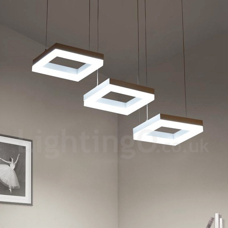 Moderne zeitgenössische 3-flammige Pendelleuchte aus Aluminiumlegierung mit Acrylschirm