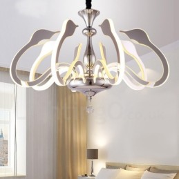 Dimmbarer moderner zeitgenössischer Kronleuchter aus Stahl mit 8 Lichtern und Acrylschirm