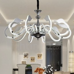Dimmbarer moderner zeitgenössischer Kronleuchter aus Stahl mit 10 Lichtern und Acrylschirm