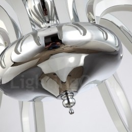 Dimmbarer moderner zeitgenössischer Kronleuchter aus Stahl mit 8 Lichtern und Acrylschirm
