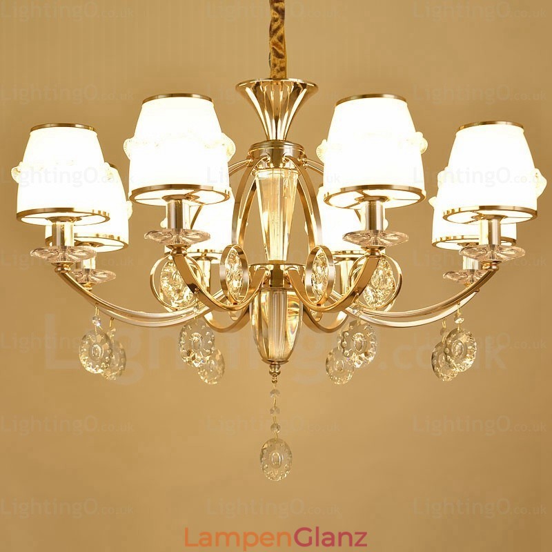 Nordischer Kronleuchter mit 6 Lichtern und Glasschirm