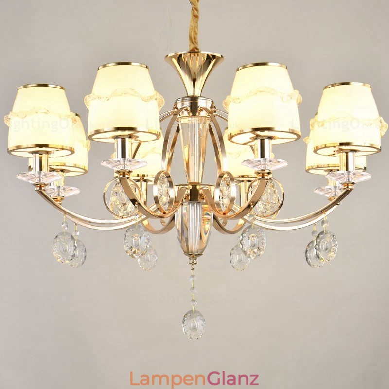 Nordischer Kronleuchter mit 6 Lichtern und Glasschirm