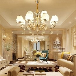 Nordischer Kronleuchter mit 6 Lichtern und Glasschirm