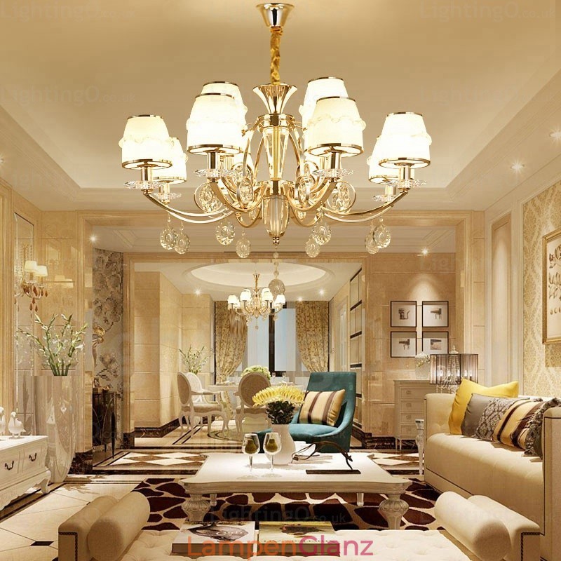 Nordischer Kronleuchter mit 6 Lichtern und Glasschirm