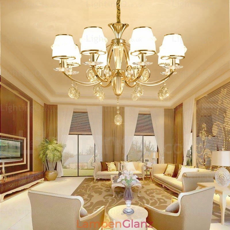 Nordischer Kronleuchter mit 6 Lichtern und Glasschirm