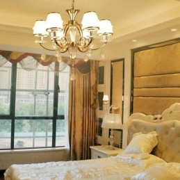 Nordischer Kronleuchter mit 6 Lichtern und Glasschirm