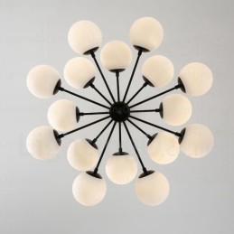 Nordischer Kronleuchter mit 16 Lichtern und Glasschirm