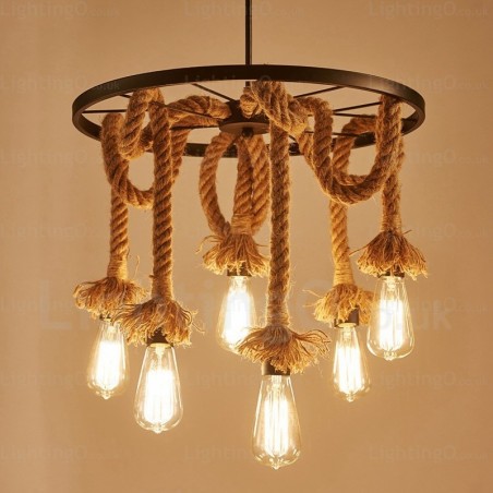 6-flammige Vintage-Retro-Pendelleuchte 6-flammige Vintage-Retro-Pendelleuchte