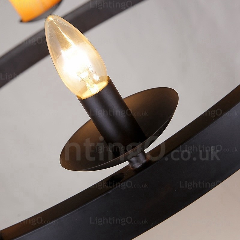 8-flammige Vintage-Retro-Pendelleuchte mit Marmorschirm