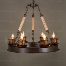 Rustikale Pendelleuchte im Landhausstil mit 9 Lichtern