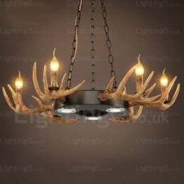 9-flammige Vintage Retro Rustikale Geweih Kronleuchter Pendelleuchte