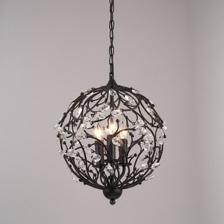 3-flammige Vintage Retro Kugel-Kristall-Pendelleuchte 3-flammige Vintage Retro Kugel-Kristall-Pendelleuchte