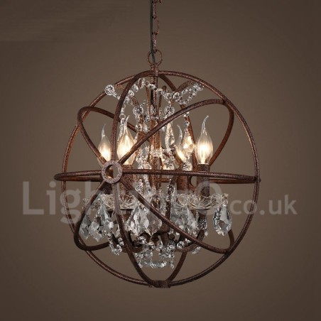 4 Licht Durchmesser 40CM Vintage Kristall Globe Malerei Metall Kronleuchter Rostige Farbe Pendelleuchte 4 Licht Durchmesser 40CM Vintage Kristall Globe Malerei Metall Kronleuchter Rostige Farbe Pendelleuchte