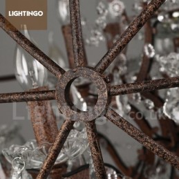 4 Licht Durchmesser 40CM Vintage Kristall Globe Malerei Metall Kronleuchter Rostige Farbe Pendelleuchte