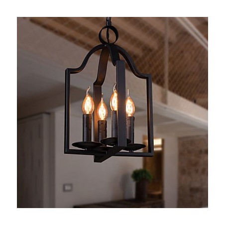 4-flammige Pendelleuchte im Vintage-Stil mit minimalistischer Eisenmalerei 4-flammige Pendelleuchte im Vintage-Stil mit minimalistischer Eisenmalerei