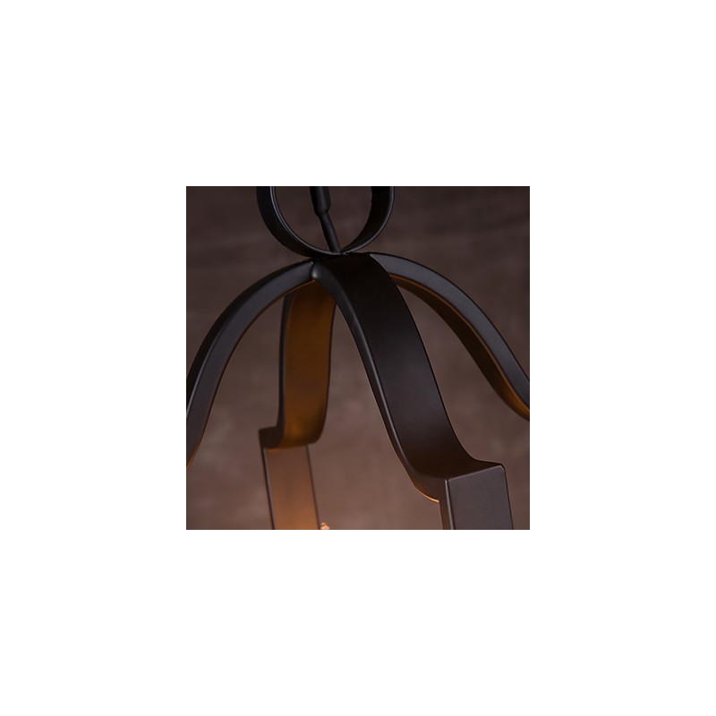 4-flammige Pendelleuchte im Vintage-Stil mit minimalistischer Eisenmalerei