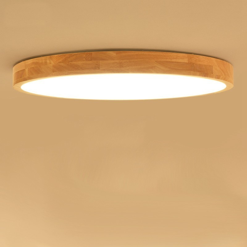 Ultradünne runde Deckenleuchte aus Holz, Deckenleuchte aus Massivholz und Acryl, nordische Lichter