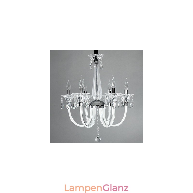 Kronleuchter im amerikanischen Stil „Lodge“ mit 6 Lichtern und Glasschirm