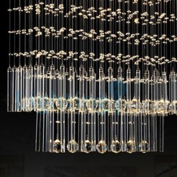 Moderne zeitgenössische Kronleuchter Unterputz Pendelleuchte Kristall Regentropfen Licht