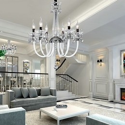 Kronleuchter im amerikanischen Stil „Lodge“ mit 6 Lichtern und Glasschirm