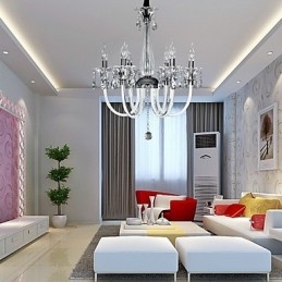 Kronleuchter im amerikanischen Stil „Lodge“ mit 6 Lichtern und Glasschirm