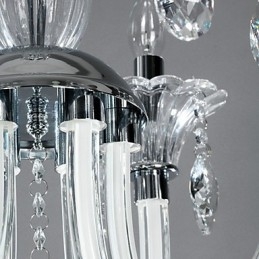 Kronleuchter im amerikanischen Stil „Lodge“ mit 6 Lichtern und Glasschirm