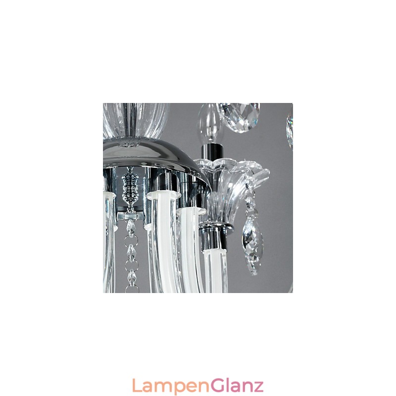 Kronleuchter im amerikanischen Stil „Lodge“ mit 6 Lichtern und Glasschirm