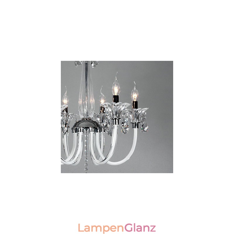 Kronleuchter im amerikanischen Stil „Lodge“ mit 6 Lichtern und Glasschirm