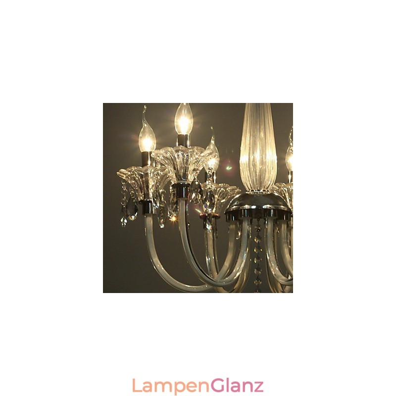 Kronleuchter im amerikanischen Stil „Lodge“ mit 6 Lichtern und Glasschirm