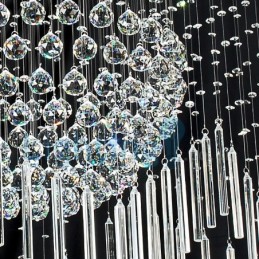 Moderne zeitgenössische Kronleuchter Unterputz Pendelleuchte Kristall Regentropfen Licht