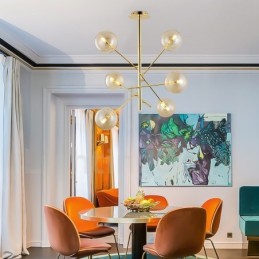 6 Lichter Nordic Lampe Kronleuchter Einfache Kreative Retro Eisen Glas Ball Magic Bean Kronleuchter