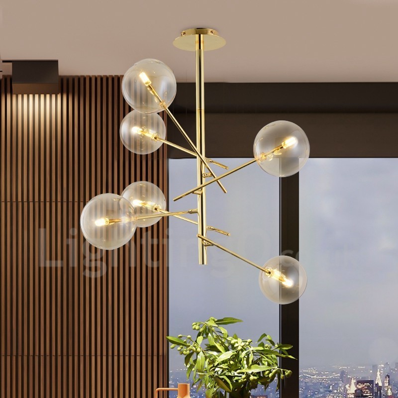 6 Lichter Nordic Lampe Kronleuchter Einfache Kreative Retro Eisen Glas Ball Magic Bean Kronleuchter