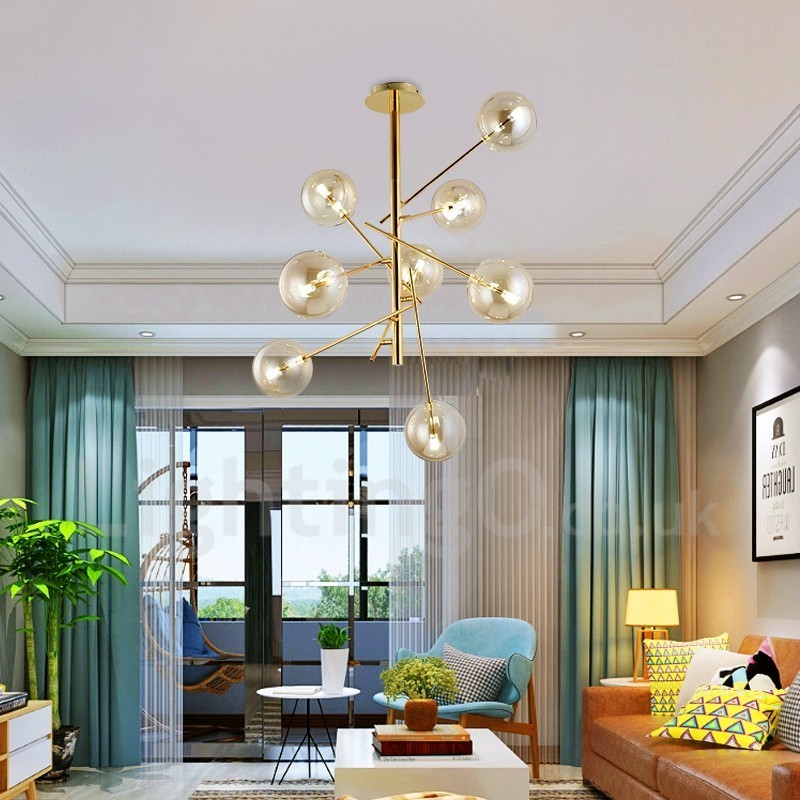 6 Lichter Nordic Lampe Kronleuchter Einfache Kreative Retro Eisen Glas Ball Magic Bean Kronleuchter